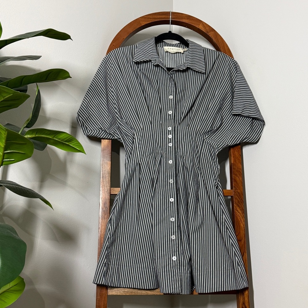 Anthropologie Black and White Striped Mini Dress